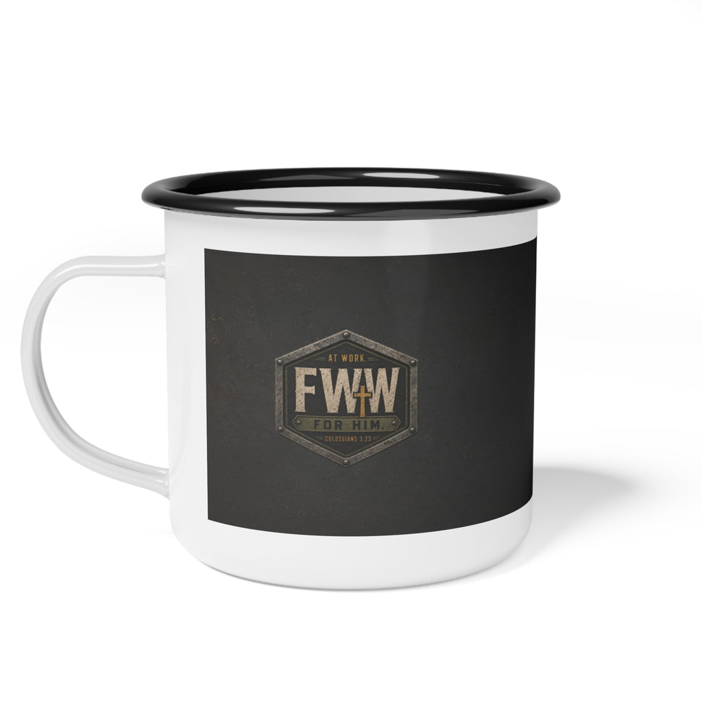 Faith at Work | Colossians 3:23 Christian Enamel Camp Mug | Faith Without Works