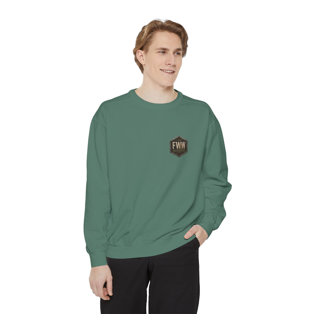 Steel-Toe Saint | Colossians 3:23 Christian Crewneck | Faith Without Works