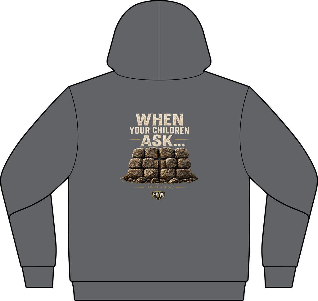 When Your Children Ask | Joshua 4:6–7 Christian Hoodie | Faith Without Works