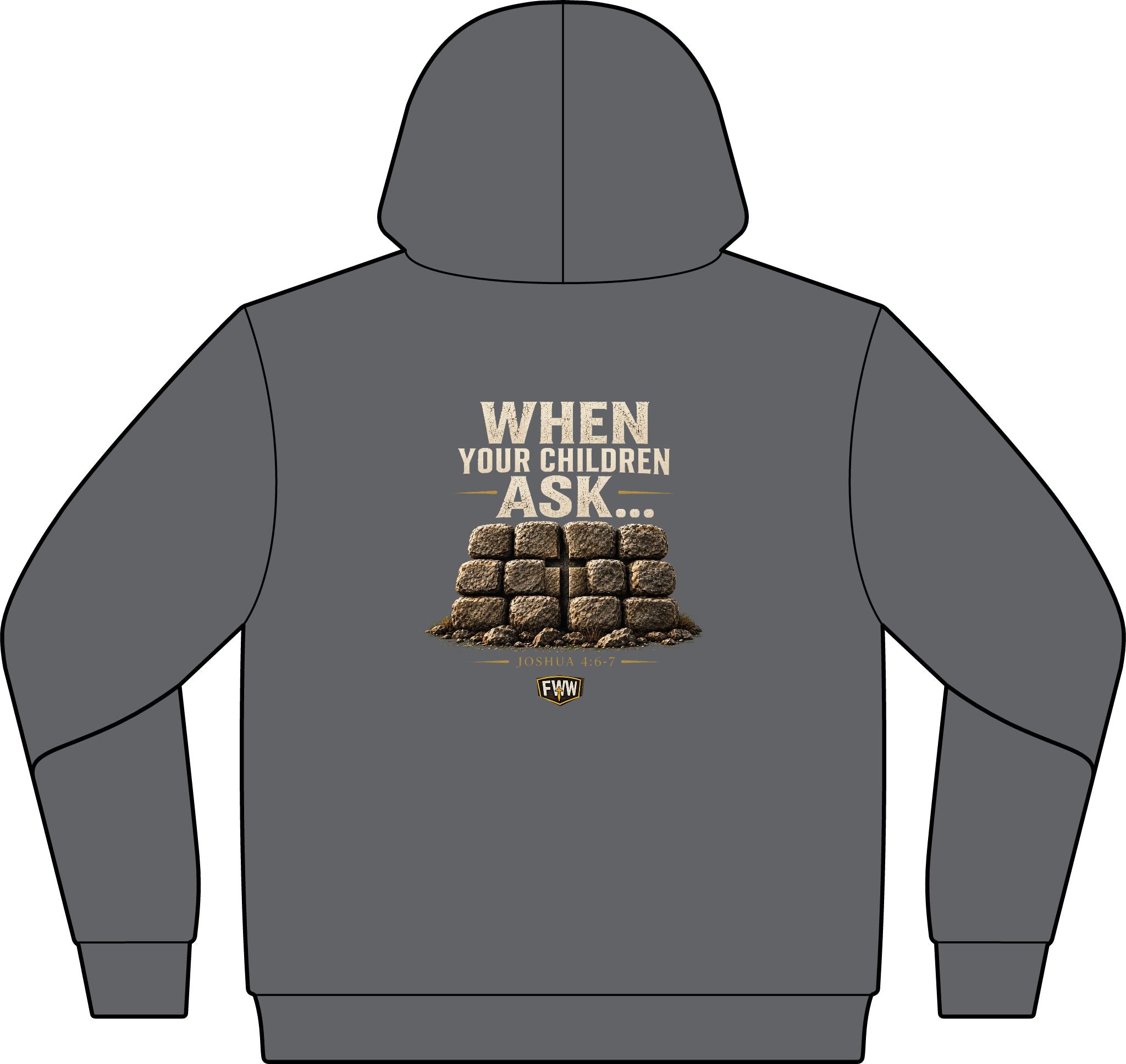 When Your Children Ask | Joshua 4:6–7 Christian Hoodie | Faith Without Works