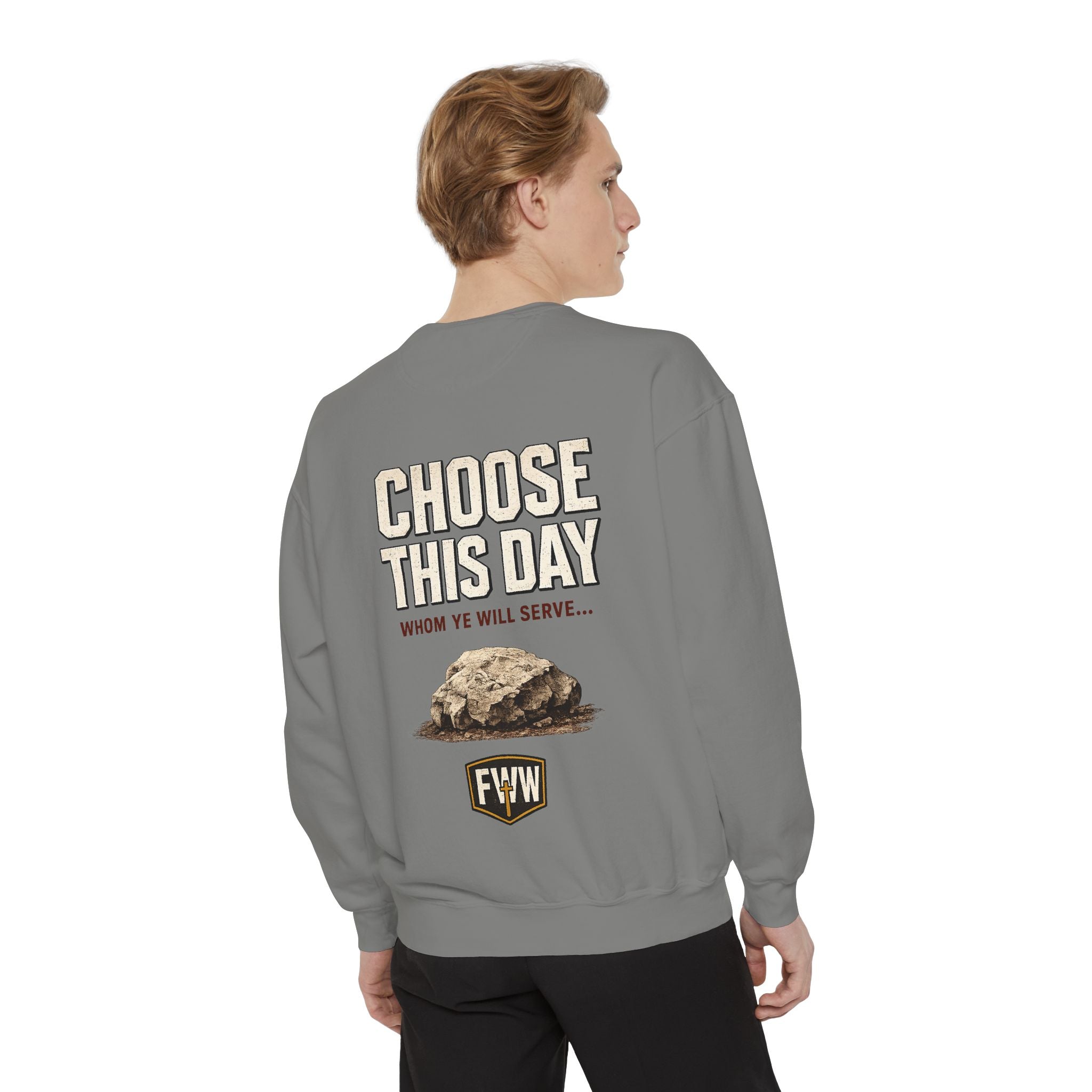Choose This Day Sweatshirt — "Choose This Day Whom Ye Will Serve" Graphic Crewneck