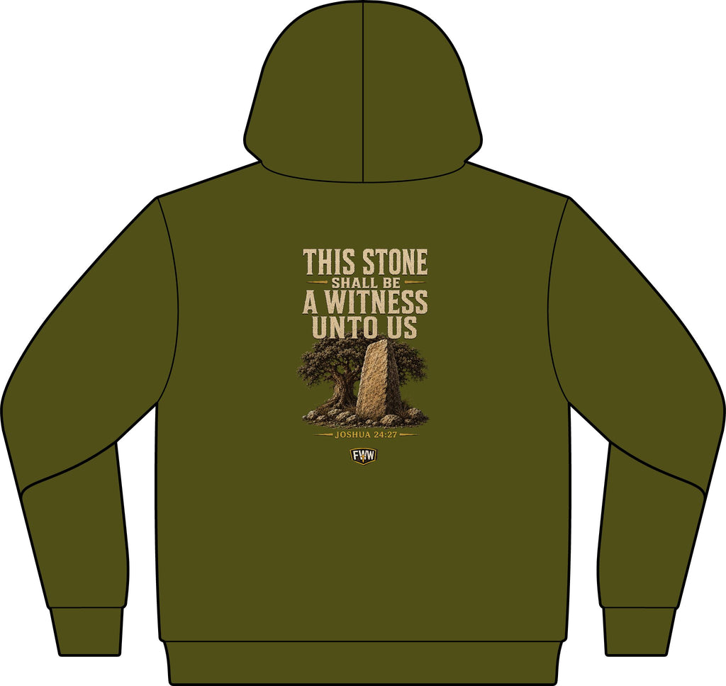 This Stone Shall Be a Witness | Joshua 24:27 Christian Hoodie | Faith Without Works