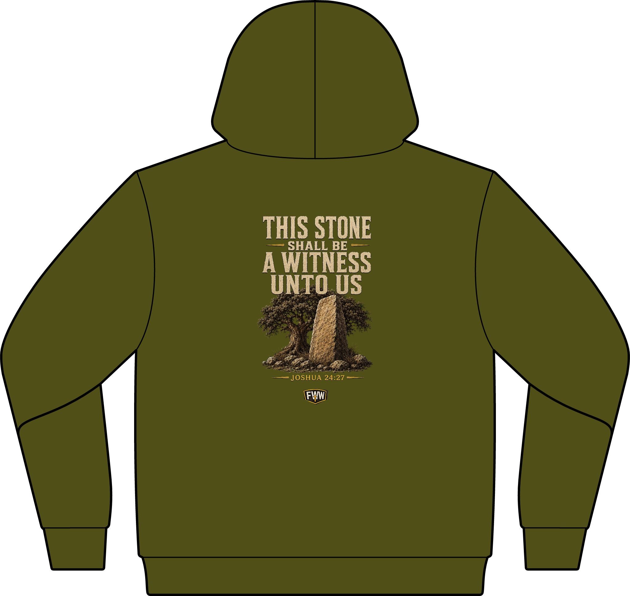 This Stone Shall Be a Witness | Joshua 24:27 Christian Hoodie | Faith Without Works